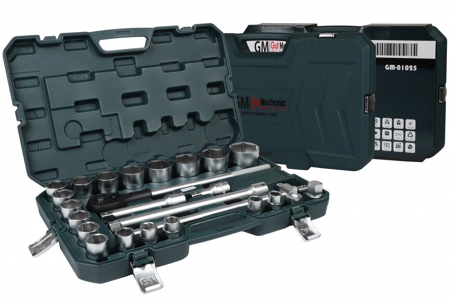 НАБІР ГОЛОВОК ТОРЦЕВИХ GUT MEISTER З ТРЕЩІТКОЮ 3/8